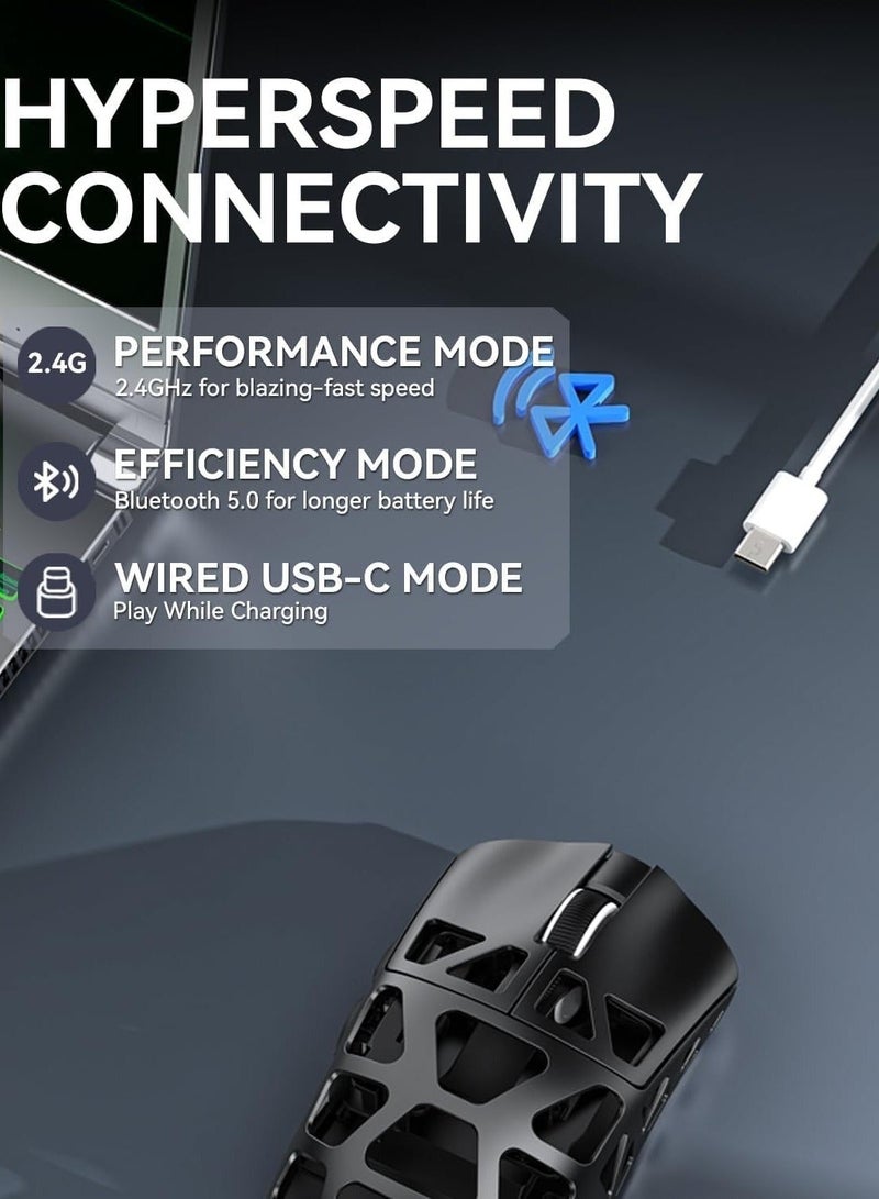 Attack Shark R3 46g Superlight Magnesium Alloy Wireless Gaming Mouse, BT/2.4Ghz/Wired Computer Mouse, 8000Hz Wireless Polling Rate, PAW3395 26K DPI Optical Sensor Programmable Mice for Win/Mac - Image 2