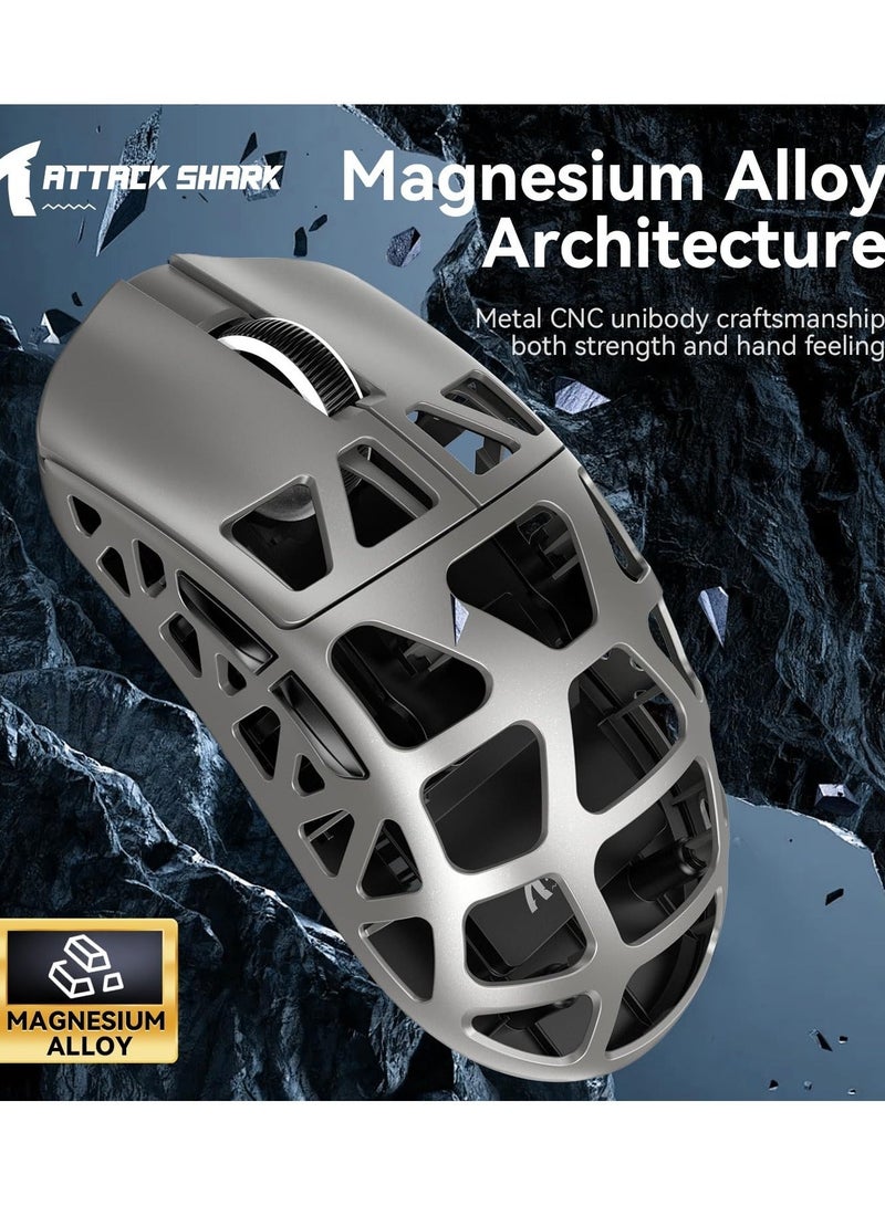 Attack Shark R3 46g Superlight Magnesium Alloy Wireless Gaming Mouse, BT/2.4Ghz/Wired Computer Mouse, 8000Hz Wireless Polling Rate, PAW3395 26K DPI Optical Sensor Programmable Mice for Win/Mac - Image 3