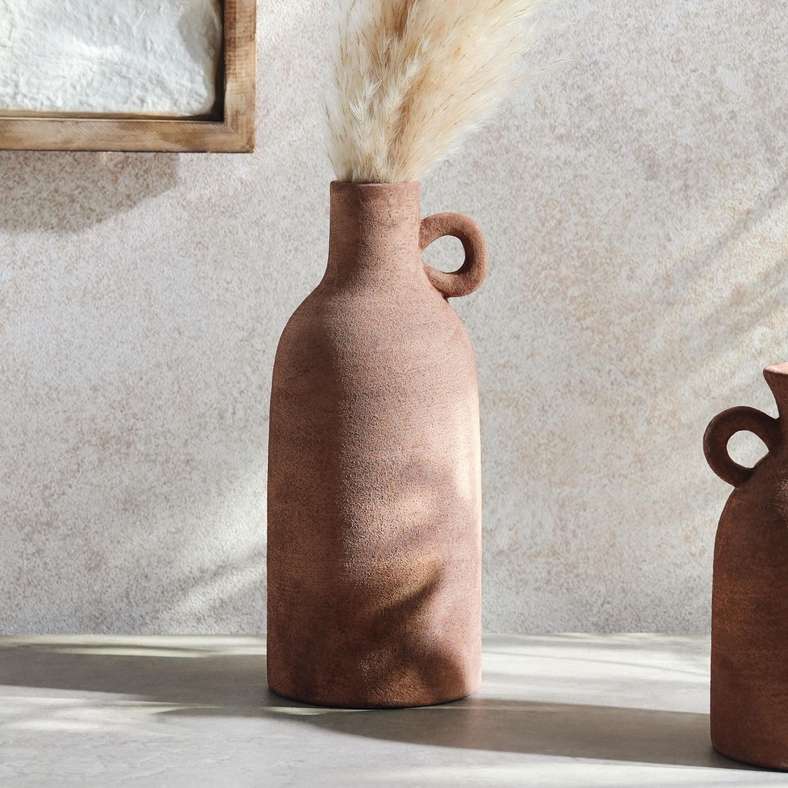 Pan Home Hiba Stoneware Vase With Handle 10x10x24cm - Terracotta - 112AIC9903774 - Image 1