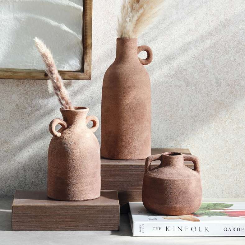 Pan Home Hiba Stoneware Vase With Handle 10x10x24cm - Terracotta - 112AIC9903774 - Image 4