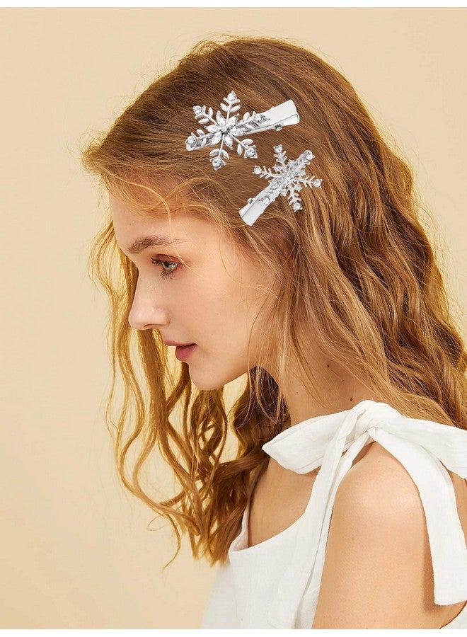 MOLOCH Christmas Hair Clips Hairpin Rhinestone Snowflake Alligator Hair Clips Xmas Holiday Party Hairpin Hair Barrette Hair Accessories For Woman Girls (Silver) - Image 2