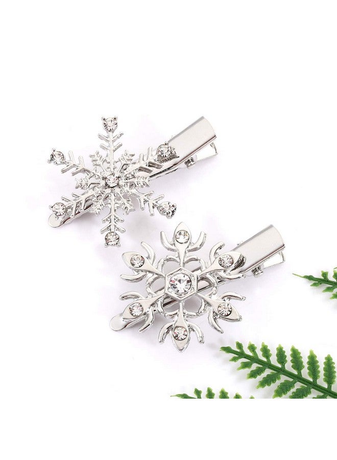 MOLOCH Christmas Hair Clips Hairpin Rhinestone Snowflake Alligator Hair Clips Xmas Holiday Party Hairpin Hair Barrette Hair Accessories For Woman Girls (Silver) - Image 5