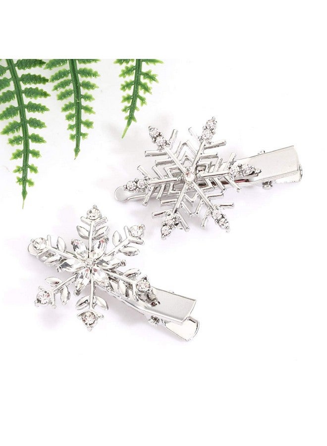 MOLOCH Christmas Hair Clips Hairpin Rhinestone Snowflake Alligator Hair Clips Xmas Holiday Party Hairpin Hair Barrette Hair Accessories For Woman Girls (Silver) - Image 4