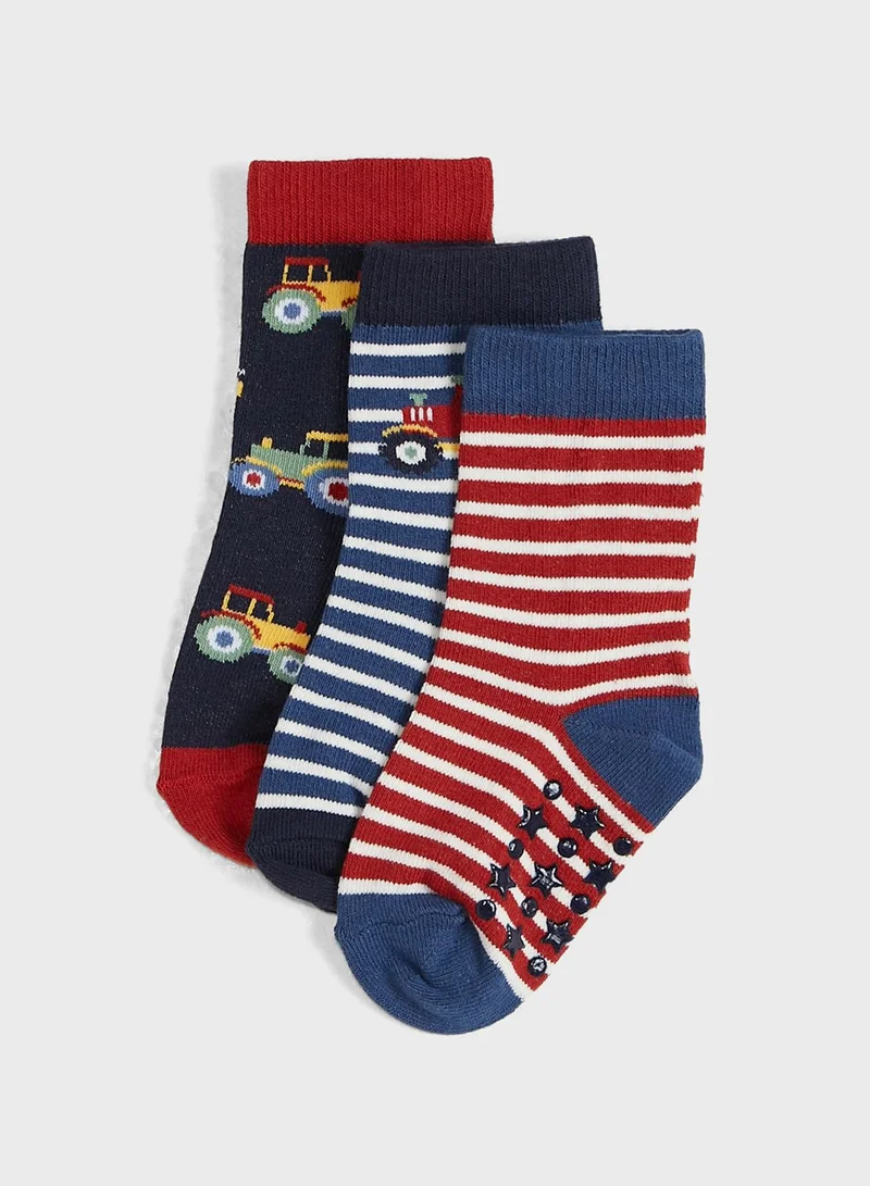JoJo Maman Bebe Kids 3 Pack Printed Socks