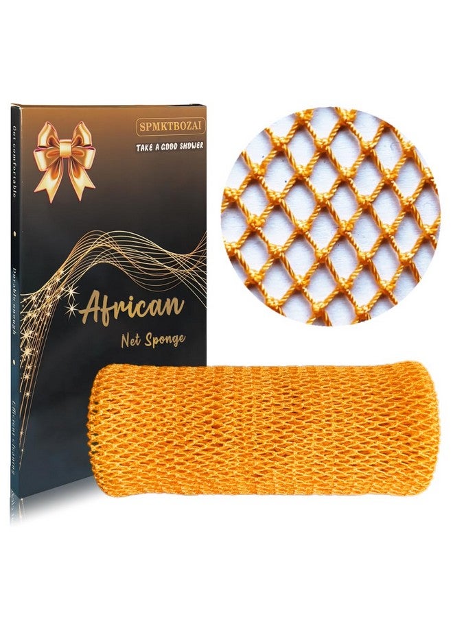 SPMKTBOZAI African Net Sponge Authentic, African Exfoliating Sponge Real African Net Black Owned, African Bath Sponge Back Scrubber, Body Exfoliator Shower Bath Accessories (Orange Color) - Image 1