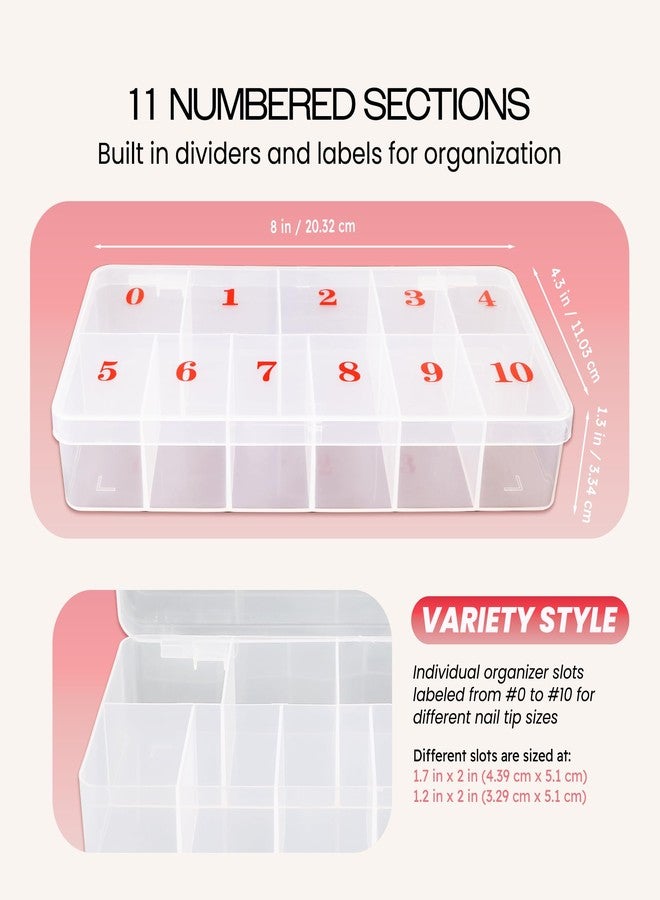 Beauticom 11 Space Nail Art Empty Storage Organizer Box Case Large - Frosted Color - For False Nail Tips, Vitamins, Accessories, 11 sections - Image 2