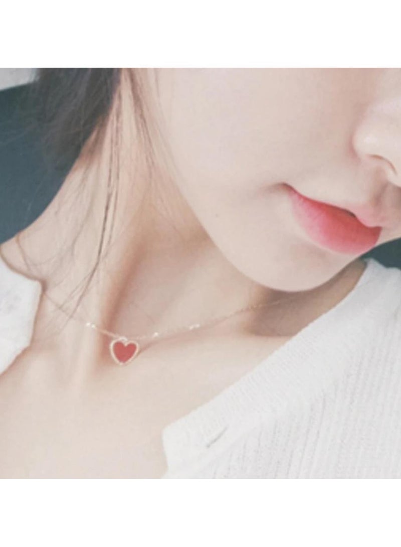 AIWANTO Red Heart Necklace Rose Gold Pendant Elegant Fashion - Image 5