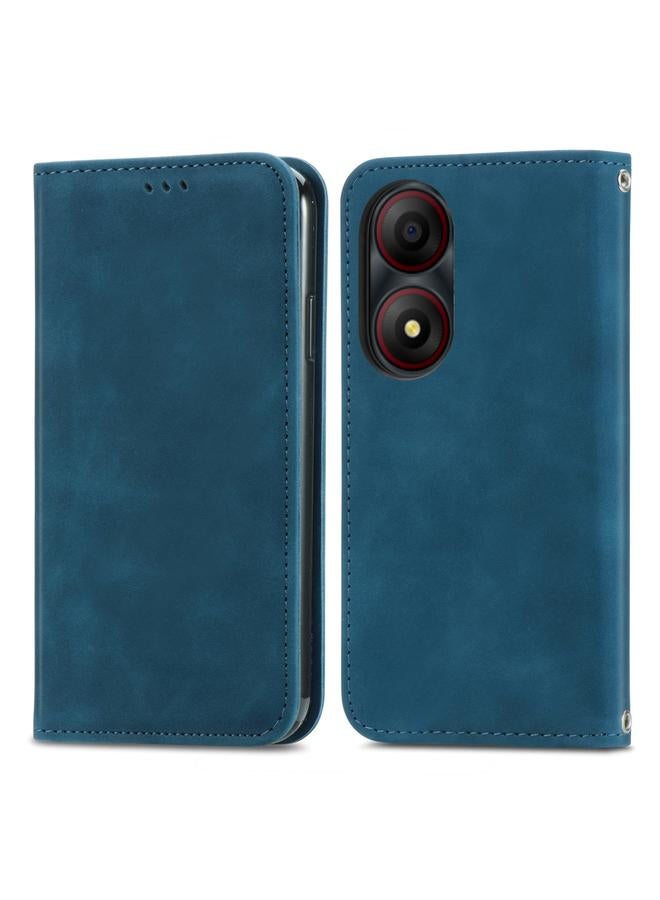 The Bros Case For ZTE Blade A34 Retro Skin Feel Magnetic Flip Leather Phone Case