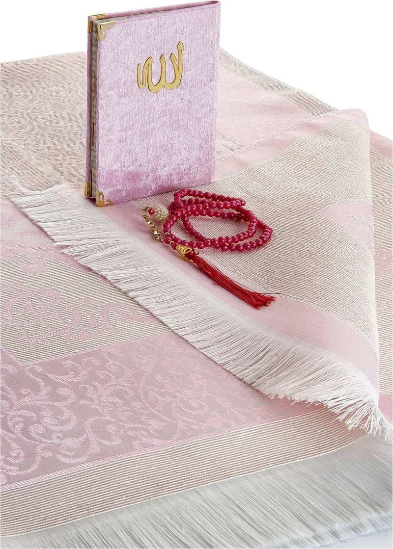 İhvan Online Dowry Prayer Rug Set Luxury Worship Set - Pink