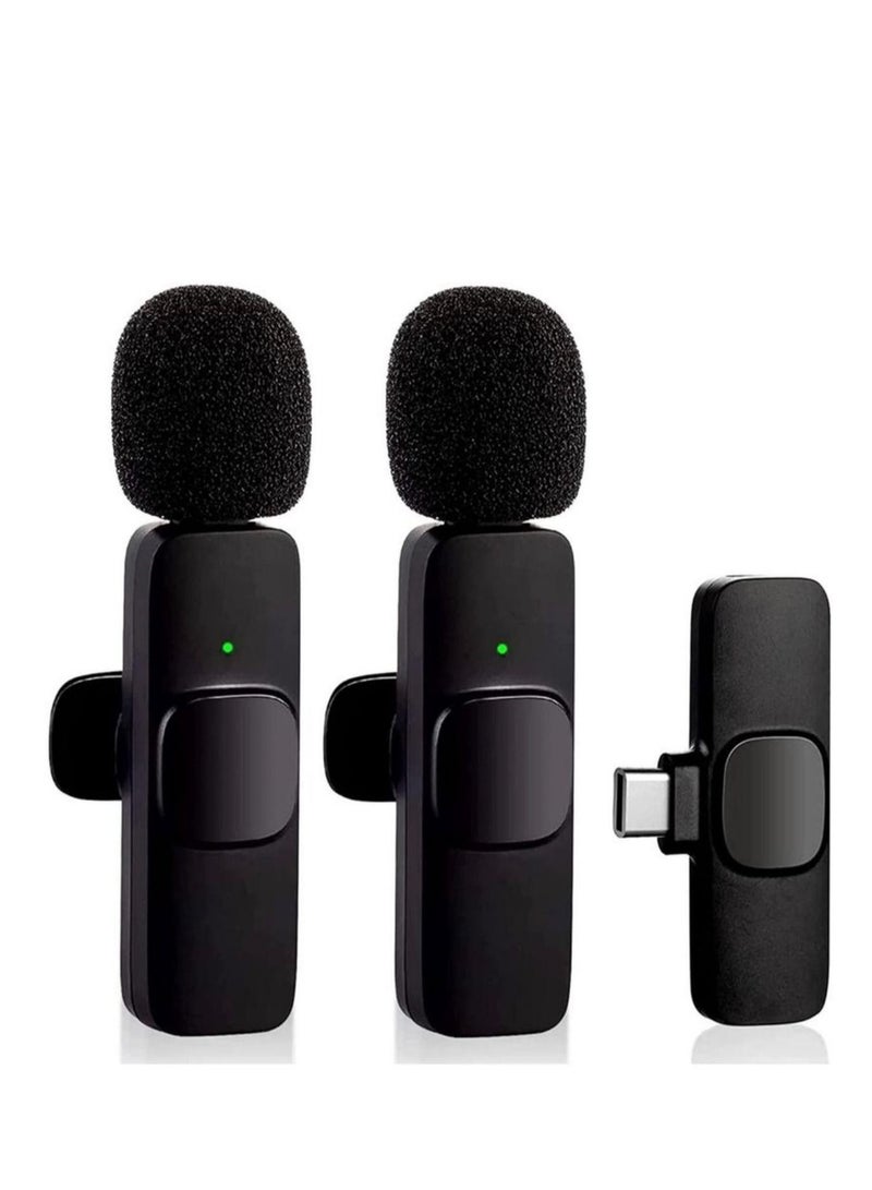 FAWK Wireless Lavalier Microphone for Type-C Phone, Plug-Play Wireless Mic with 2 Microphone for USB-C Android Phone Video Recording, Interview, Vlog, Auto Sync and Noise Reduction - Image 1