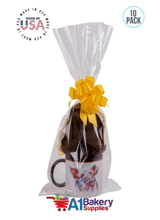 A1 Bakery Supplies - 10 Pack Bopp Clear Cello Cellophane Bags Gift Basket Package Flat Gift Bags Bopp Bags (Flat 9 X 20) - Image 1