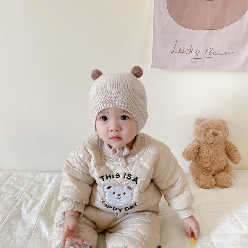 Korean Baby Autumn Winter Cotton Suit Khakis  - Image 1