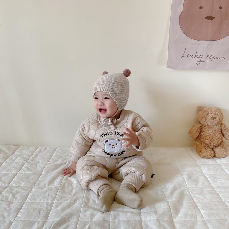 Korean Baby Autumn Winter Cotton Suit Khakis  - Image 3