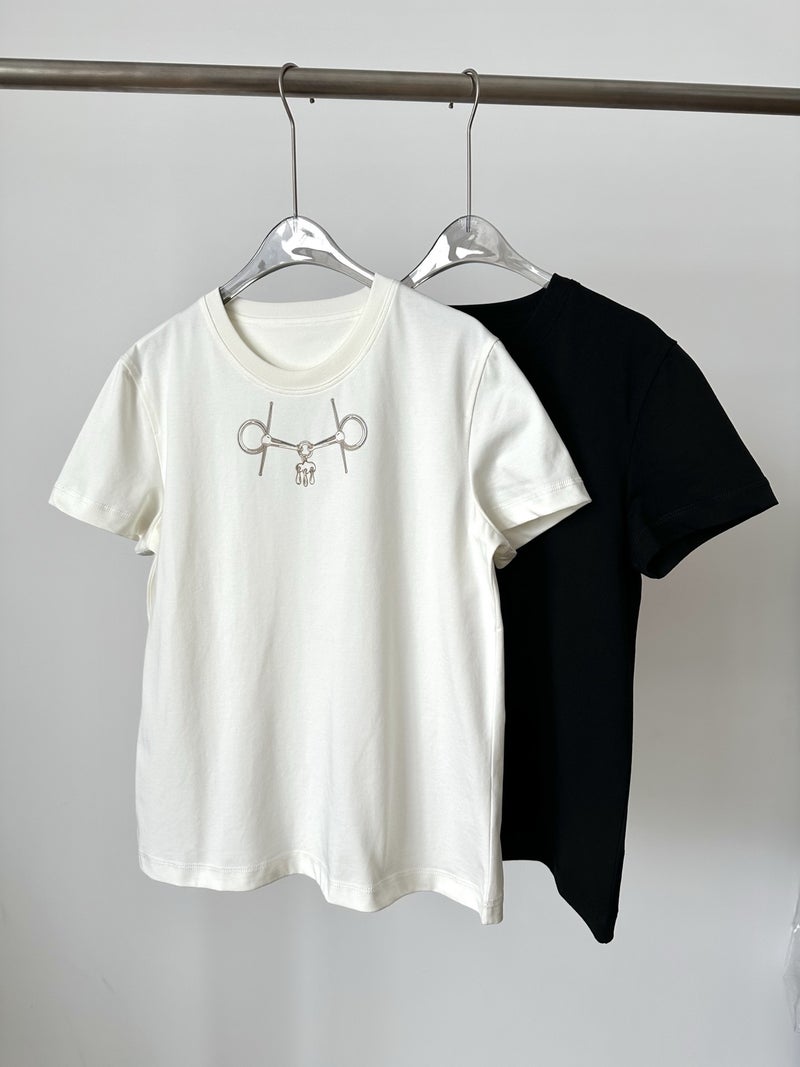 【Qianhui Weaving】Large Quantity Private Chat 2025 Summer Loose Horsebit Three-Dimensional Print Crew Neck T-Shirt Top - Image 2