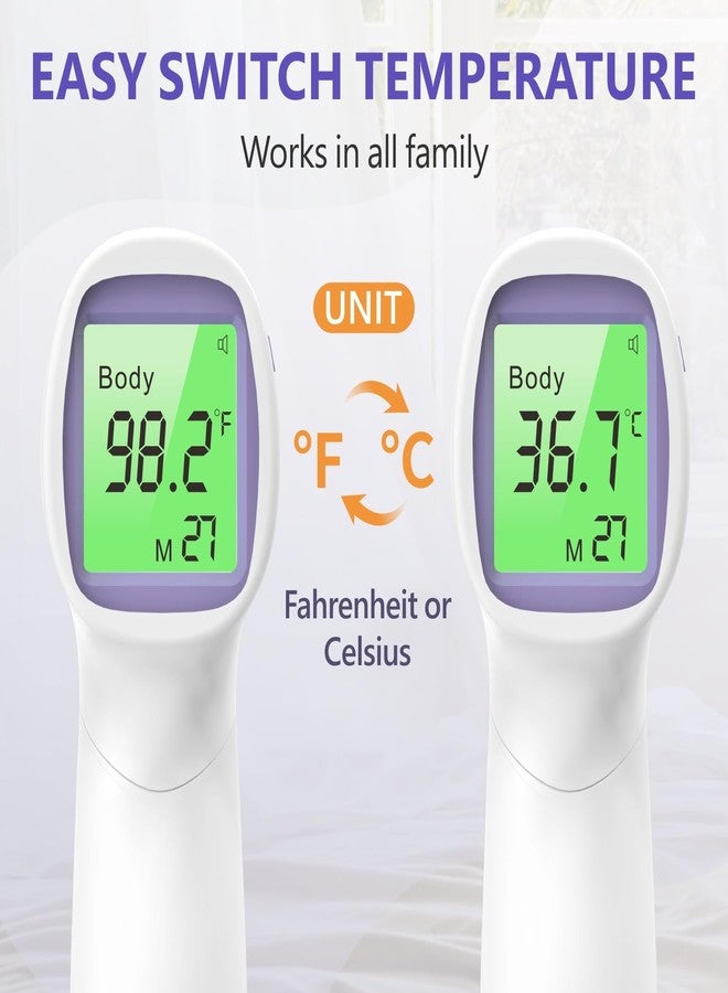 Rongfeng No-Touch Forehead Thermometer for Adults and Kids, Digital Thermometers with Fever Alarm, 3 Backlit and 32 Memories Fast Accurate Results, Easy for All Ages, Basal Thermometer - Image 3