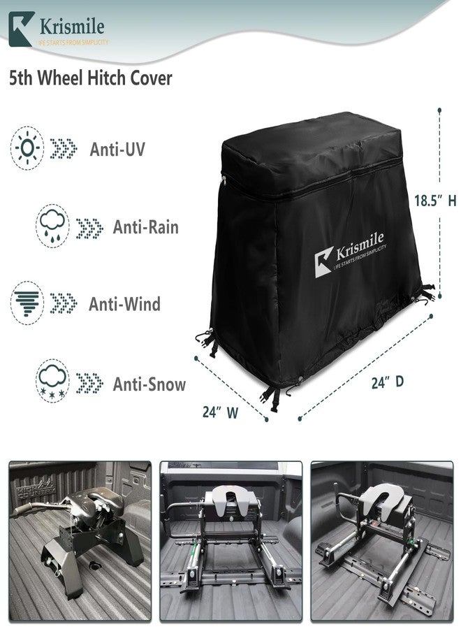Krismile 5th Wheel Hitch Cover with Plush Lining,Heavy Duty Waterproof UVproof Fifth Wheel Trailer Hitch Cover Fits 15K-26K 5th Wheel Hitch.(Only Cover,Black) - Image 2