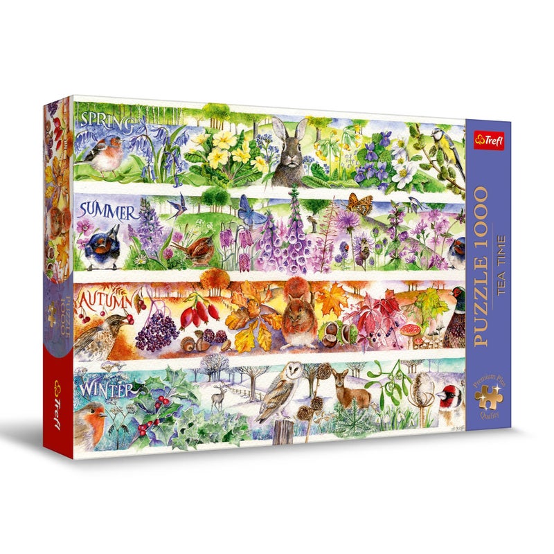 Trefl Four Seasons 1000 Jigsaw Puzzle, Premium Plus, Tea Time 27"x19" A Series of Painted Nostalgic Pictures, Perfect Matching of Elements, for Adults and Children from 14 Years Old - Image 1