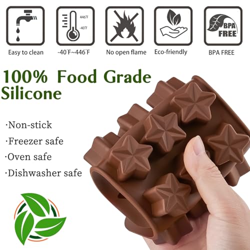 JOERSH 5PCS Silicone Chocolate Molds for Candy, Fat Bombs Snacks & Truffles, 9 Shapes 93 Cavities Candle Soap Wax Melts Mold (Square, Round, Heart, Star, Flower Shapes) - Image 3