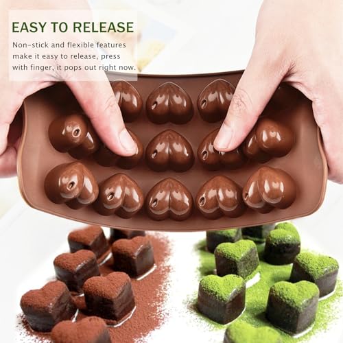 JOERSH 5PCS Silicone Chocolate Molds for Candy, Fat Bombs Snacks & Truffles, 9 Shapes 93 Cavities Candle Soap Wax Melts Mold (Square, Round, Heart, Star, Flower Shapes) - Image 5