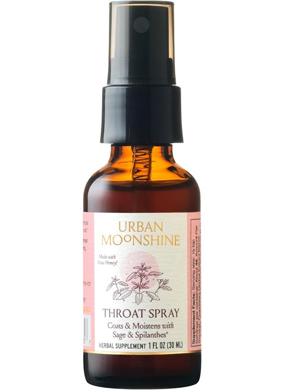 Urban Moonshine Urban Moonshine Throat Spray - Coats & Moistens* with Sage & Spilanthes - Provides Refreshing Gentle Tingle*- with Organic Herbs - Immune Support Supplement - Gluten Free Herbal Supplement - 1 Fl Oz 