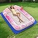 POOLACC Inflatable Tanning Pool Lounger Float with Protection Tarp 85 x 57 Pool Floats Adult with Pillow 6 in 1 Suntan Tub Raft Floatie Sunbathing Water Bed Lounge Blow Up Kids Ball Pit Party GiftsPink - Image 3