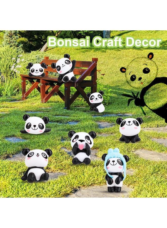 cobee Panda Figures Cake Toppers, 8 Pcs Miniature Cake Decorations Panda, Birthday Party Supplies Panda Cake Toppers Decor - Image 3