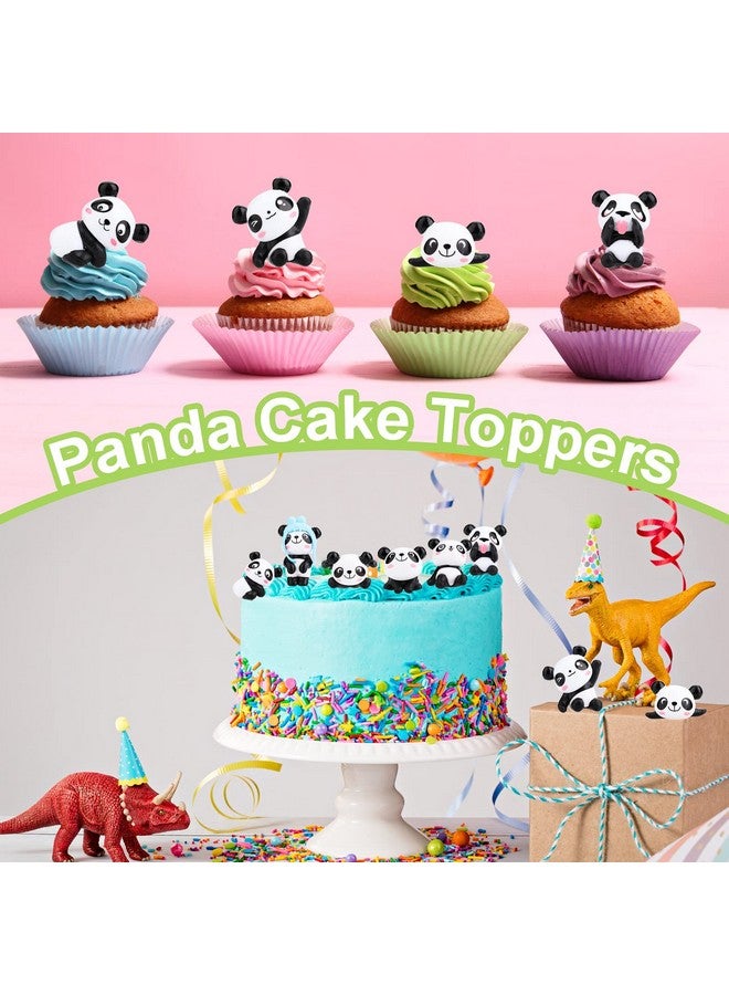 cobee Panda Figures Cake Toppers, 8 Pcs Miniature Cake Decorations Panda, Birthday Party Supplies Panda Cake Toppers Decor - Image 2