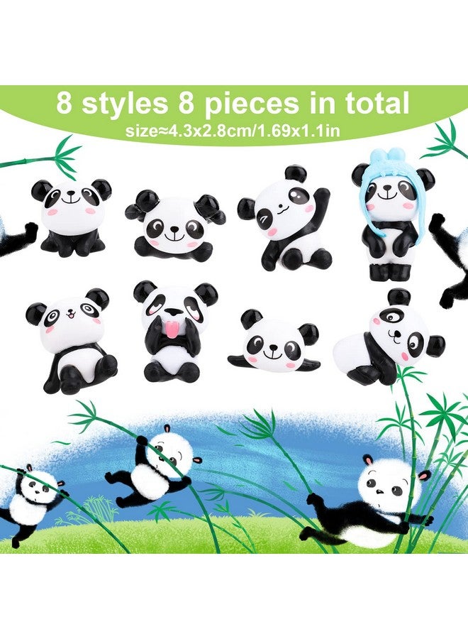 cobee Panda Figures Cake Toppers, 8 Pcs Miniature Cake Decorations Panda, Birthday Party Supplies Panda Cake Toppers Decor - Image 5