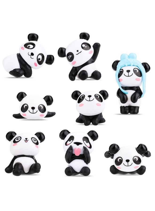 cobee Panda Figures Cake Toppers, 8 Pcs Miniature Cake Decorations Panda, Birthday Party Supplies Panda Cake Toppers Decor - Image 1