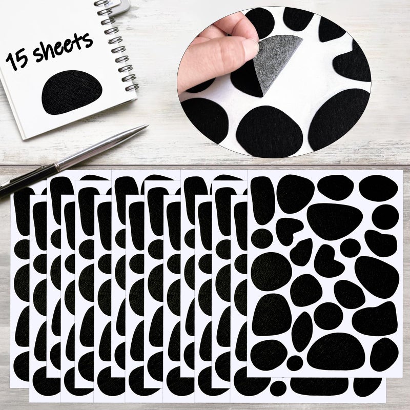 YCDMLJC 15 Sheets Black Adhesive Felt, 360pcs Self Adhesive Pads Irregular Spotty Dog Style Felt,for Dalmatian Shirt,Adult Kids Halloween Party DIY Projects Costume Stickers - Image 3