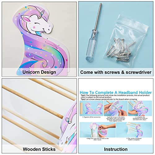FIOBEE Girls Headband Holder Organizer Unicorn Headband Storage Hair Accessories Organizer Hairband Display Stand Home Room Decors for Kids - Image 5
