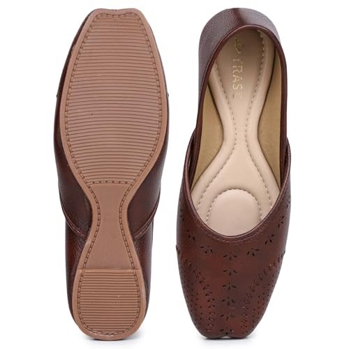 TRASE Traditional Jutti for Women & Girls | Flat Sole, Soft Lining, Cushion Footbed | Casual Wear & Comfortable Ethnic Footwear for Wedding & Festive (Brown, 7 UK) - Image 5