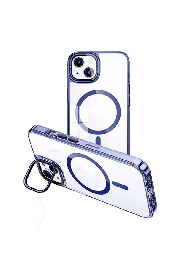 Case Cover For iPhone 15 Plus MagSafe Magnetic Invisible Holder Transparent Phone Case Blue