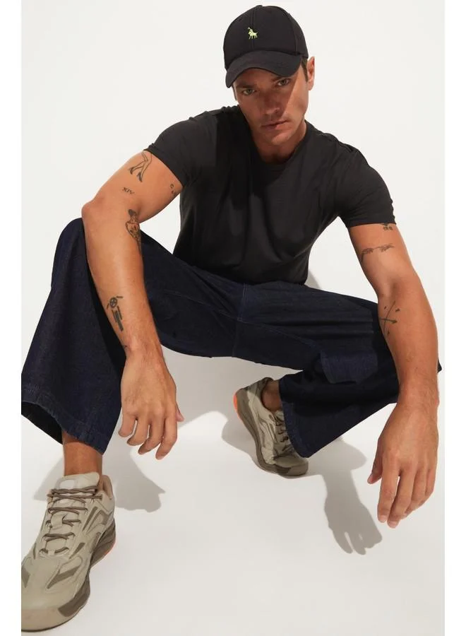 جون June Men Regular Fit 100% Cotton Basic Crew Neck Tshirt Anthracite