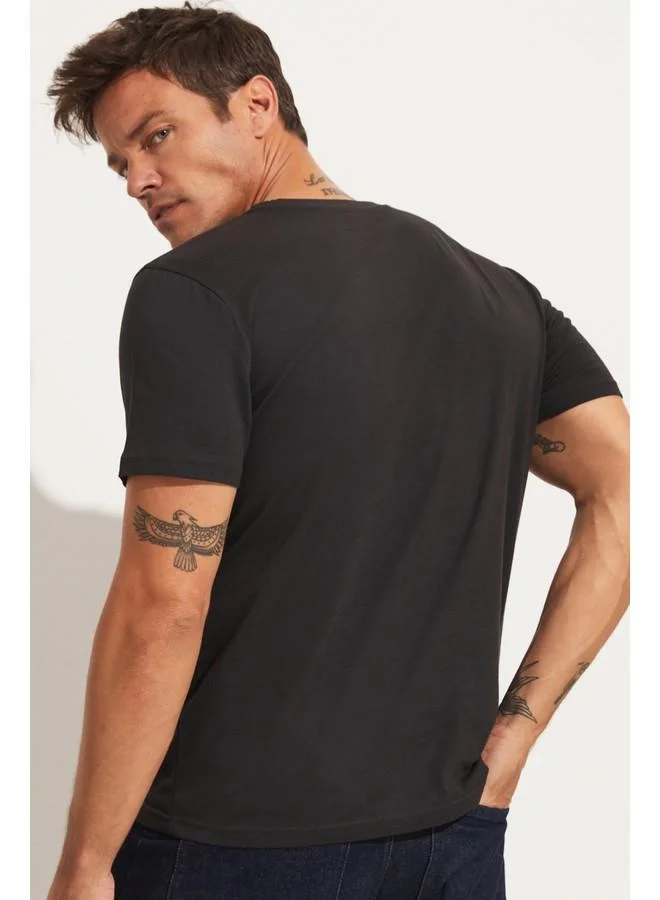 جون June Men Regular Fit 100% Cotton Basic Crew Neck Tshirt Anthracite