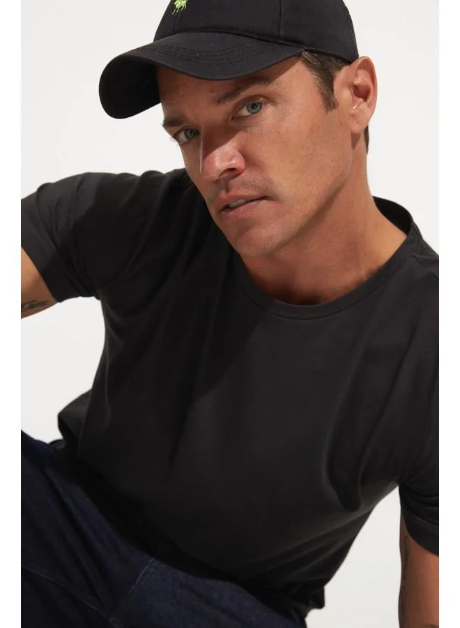 جون June Men Regular Fit 100% Cotton Basic Crew Neck Tshirt Anthracite