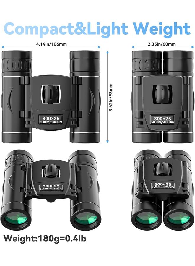 300x25 Binoculars for Adults and Kids, High Powered Mini Pocket Binoculars with Phone Adapter, Waterproof Compact Binoculars for Bird Watching, Hunting, Concert, Theater, Traveling - Image 2
