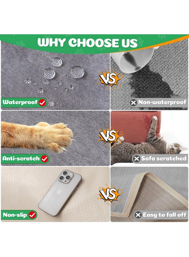 Loiion Cat Scratch Furniture Protector - Anti-Slip, Waterproof Sofa Cover To Keep Cats Off, Pet-Friendly Couch Protectors For 3 Cushion Couch, Gray Anti-Scratch Couch Cover For Pets And Kids 134"X71" - Image 4
