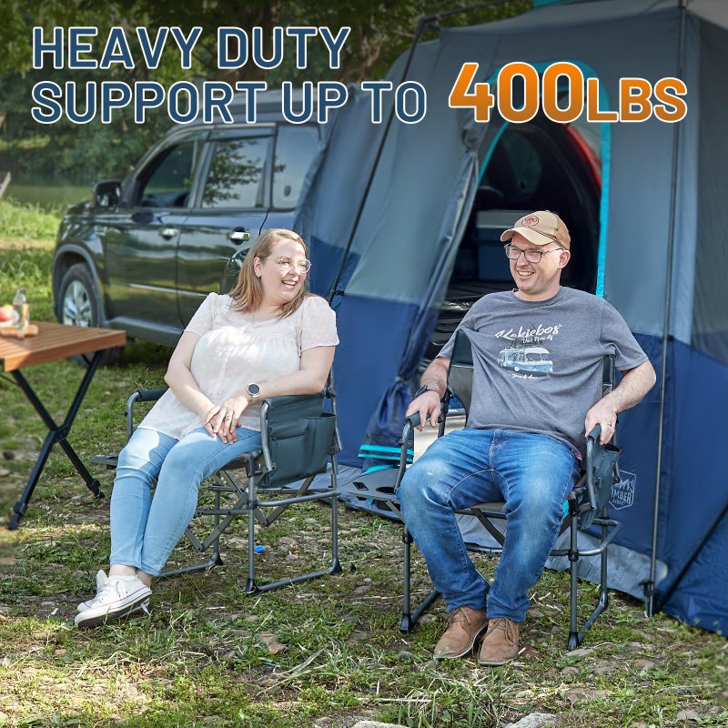 TIMBER RIDGE Aluminum Camping Directors Chair with Side Table Pocket, Portable Folding Chair, Heavy Duty Lawn Chair for Fishing Trip Picnic Concert Outdoor 400lbs, Navy - Image 2