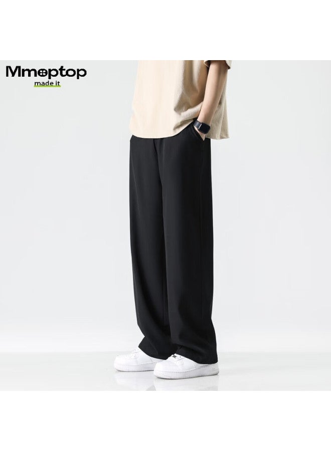 Mmoptop Style Straight-leg Pants, Summer Men's Draping Breathable Loose-fitting Slimming Casual Trousers, Mxxk35 Black 3XL - Image 4