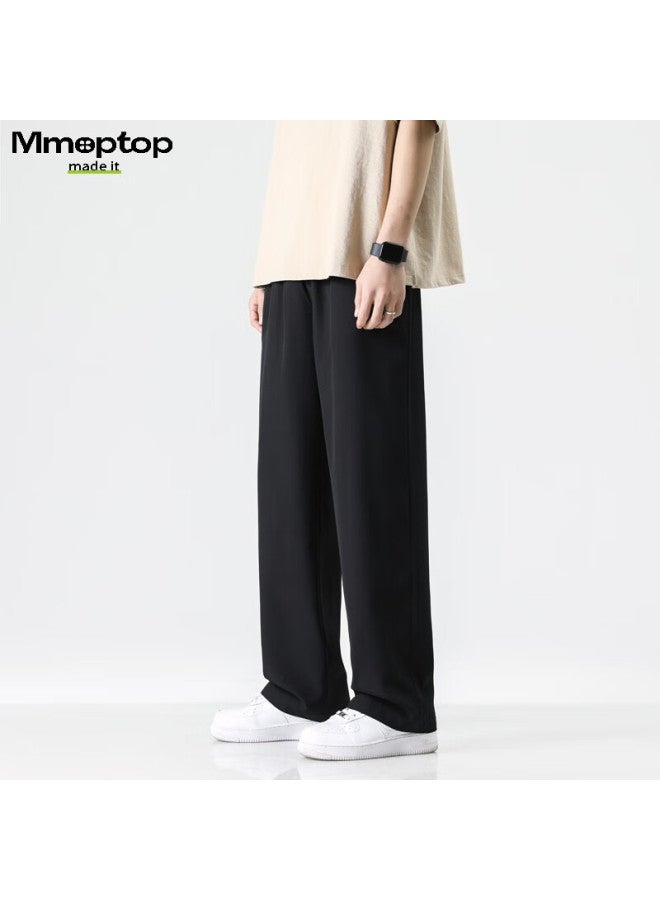 Mmoptop Style Straight-leg Pants, Summer Men's Draping Breathable Loose-fitting Slimming Casual Trousers, Mxxk35 Black 3XL - Image 3
