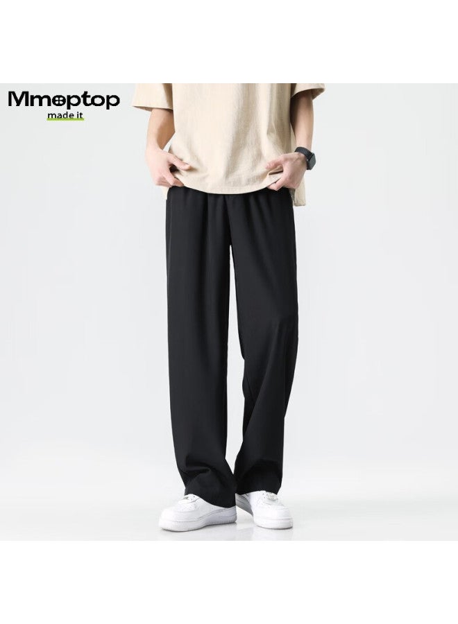 Mmoptop Style Straight-leg Pants, Summer Men's Draping Breathable Loose-fitting Slimming Casual Trousers, Mxxk35 Black 3XL - Image 2
