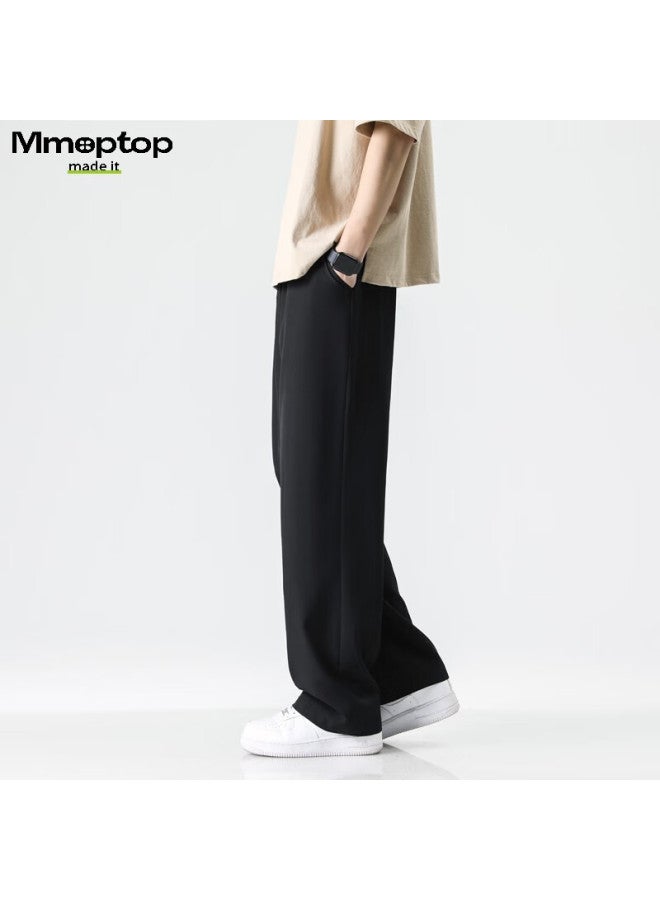 Mmoptop Style Straight-leg Pants, Summer Men's Draping Breathable Loose-fitting Slimming Casual Trousers, Mxxk35 Black 3XL - Image 5