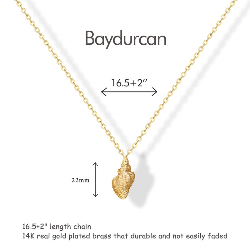 Baydurcan Gold Seashell Necklace Shell Necklaces for Women Gold Shell Necklace Encouragement Gifts for Women (Seashell) - Image 2