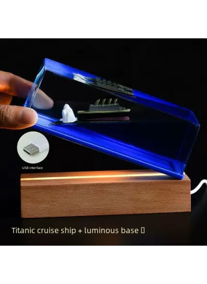 Cruise Ship Fluid Drift Bottle Desktop Ornaments Small Gifts Boys Love Birthday Gifts Titanic Ornaments-Color:Titanic-White Box (Export) - Image 3