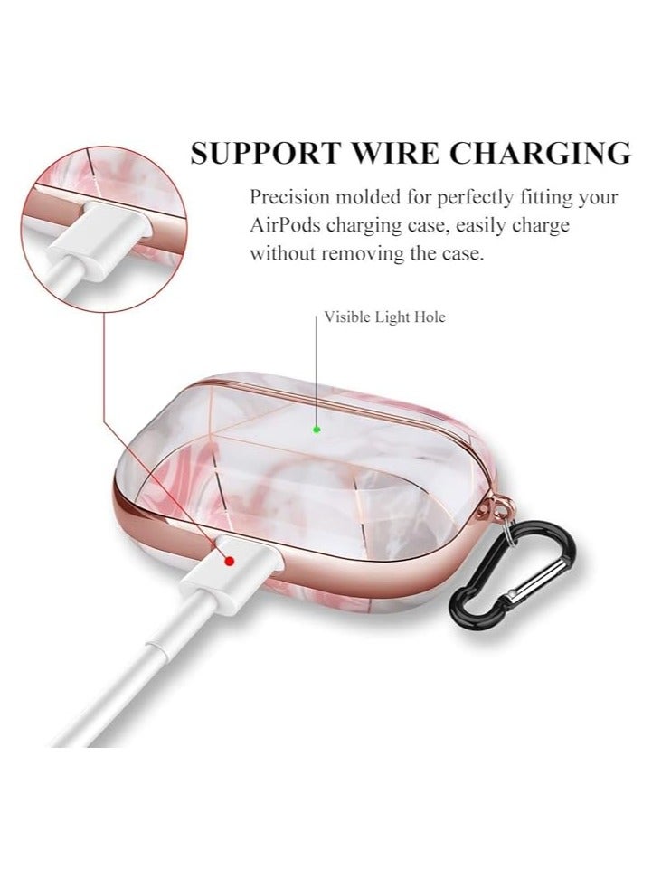 Airpods Pro 2/2022 Case, For Airpods Pro 2 Case with Keychain Protective Dustproof Shockproof Eco-Friendly Cute Girls Men Women for Apple AirPods Pro 2 Case Cover (Pink @ Gold) - Image 3