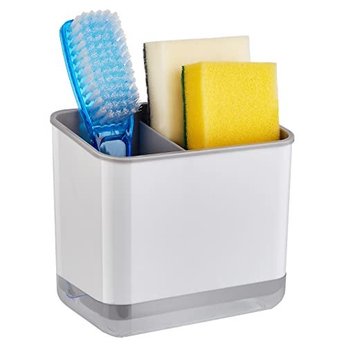 RedCall Kitchen Sink Caddy Organizer CounterDish Sponge Holder and Brush Holder with Drip TrayPlastic Sinkware CaddyBathroom Toothbrush Holder 1 Sink Caddy