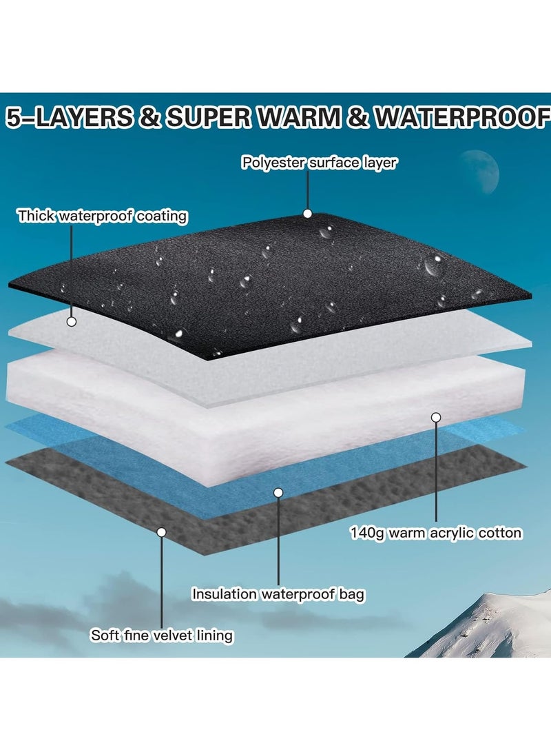 SOLARAE Cycling Gloves, Bicycling Gloves, Anti Slip Shock Absorbing Men Women Winter Cycling Gloves Three Fingers Touch-Screen Fleece 100% Waterproof Winter Gloves - Image 5