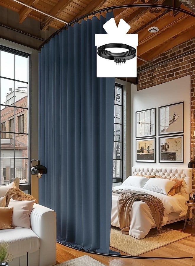 RoomDarkning Room Divider Curtains with Ceiling Track, 95% Blackout Heavy Track Ceiling Curtains Noise Reduction Privacy Curtain Track System Kits, 15 ft Wide x 8 ft Tall, Dark Grey, 1 Panel - Image 1