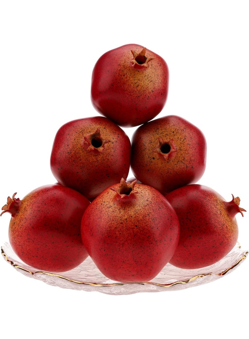 LATIFA 6pcs Artificial Pomegranate, Lifelike Realistic Simulation Fruit for Home Kitchen Decoration - Image 1